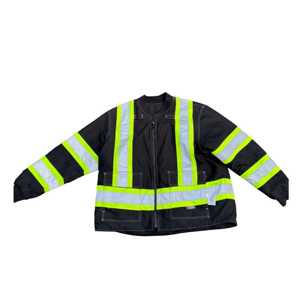 Work King Mens Black High Vis Reflective Ripstop‎ Work Jacket 2XL S18711 Class 1